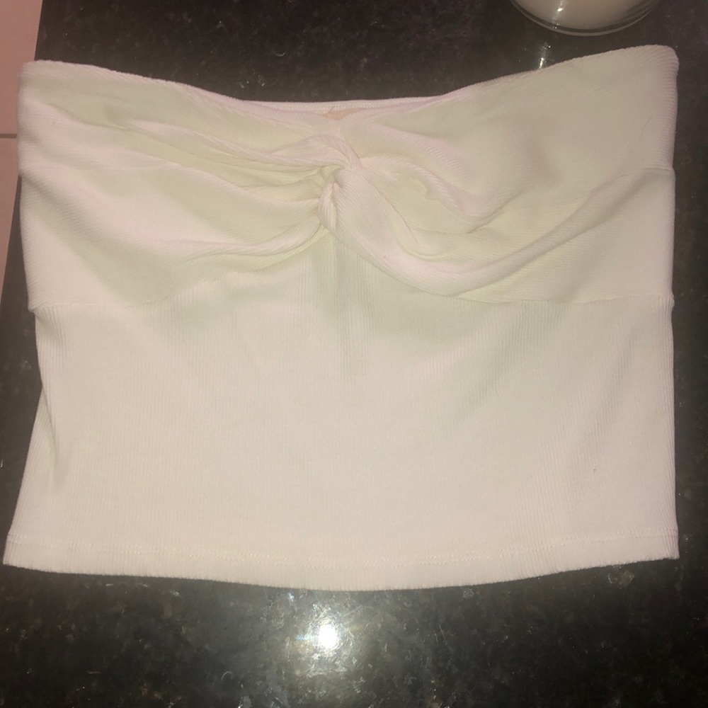 Cream white crossed tube top